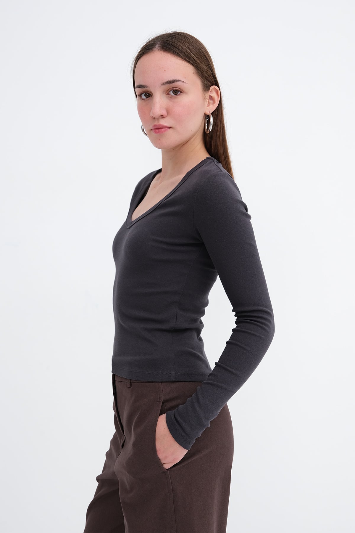 Charcoal_V-Neck-Basic-Blouse-addax