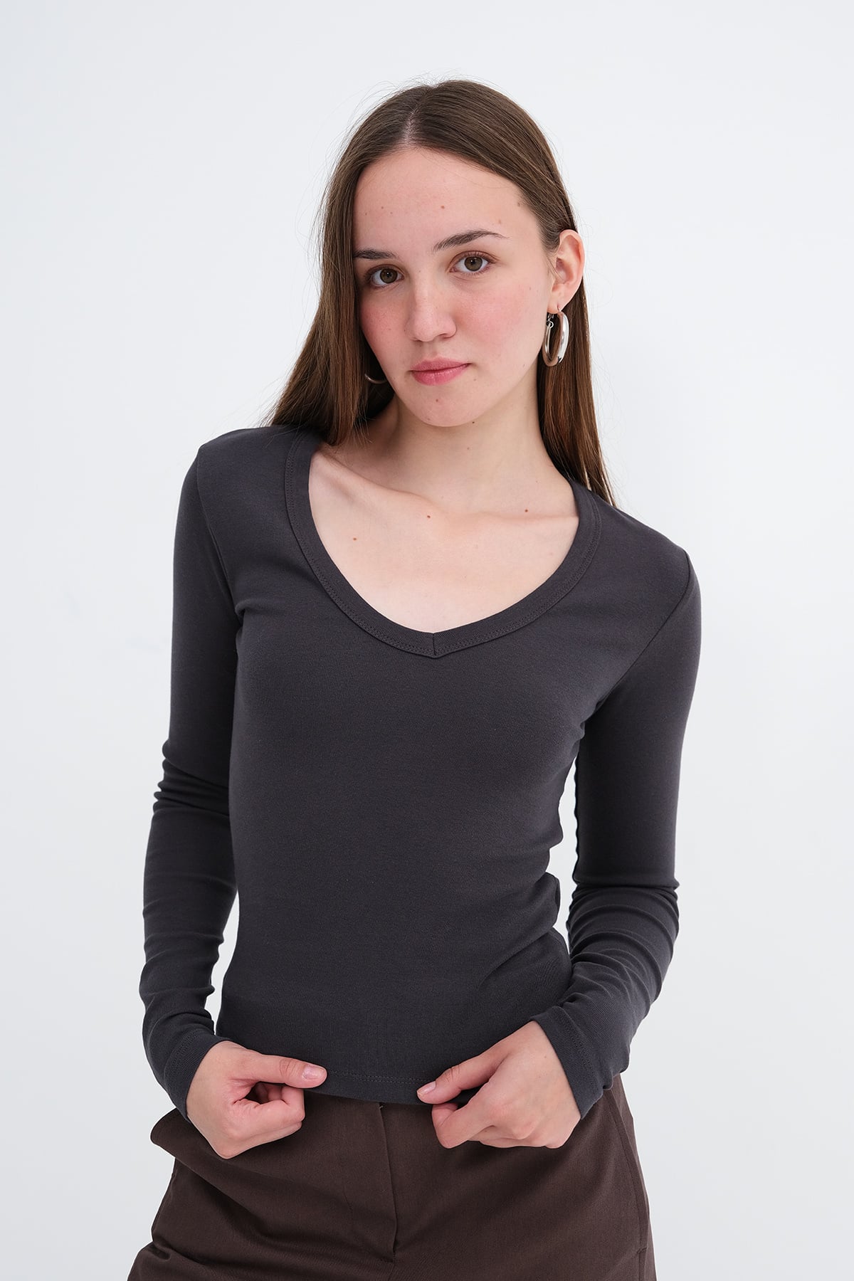 Charcoal_V-Neck-Basic-Blouse-addax