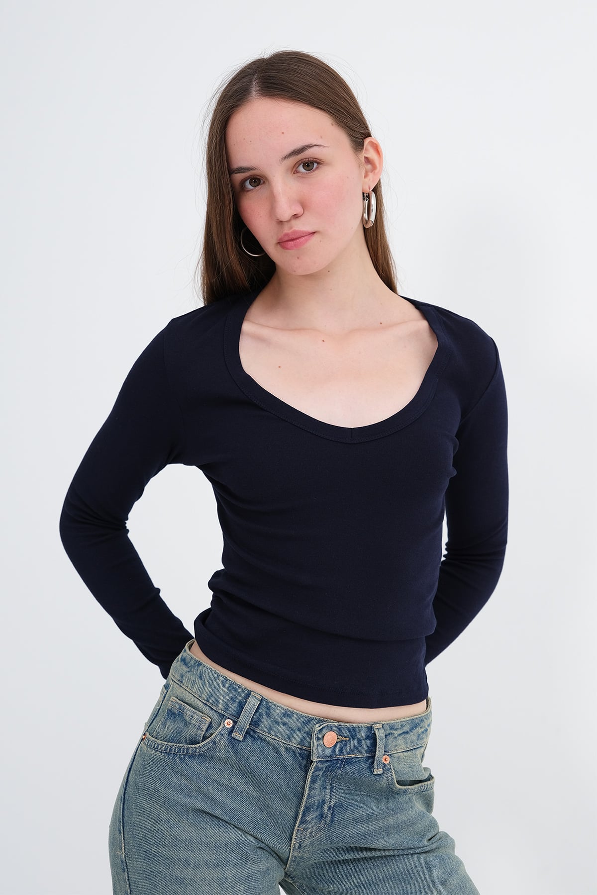 Dark-Night-Blue_V-Neck-Basic-Blouse-addax