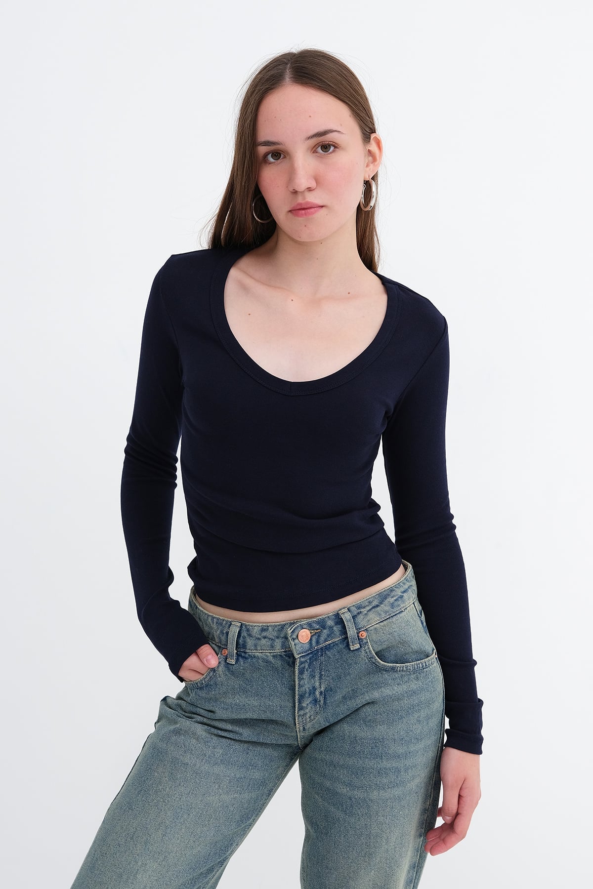 Dark-Night-Blue_V-Neck-Basic-Blouse-addax