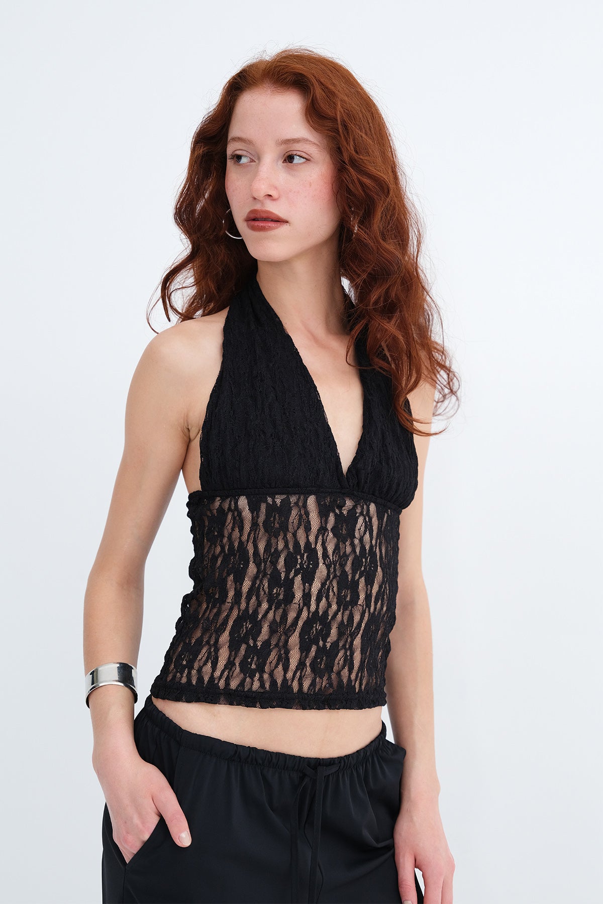 Halter Neck Lace Blouse