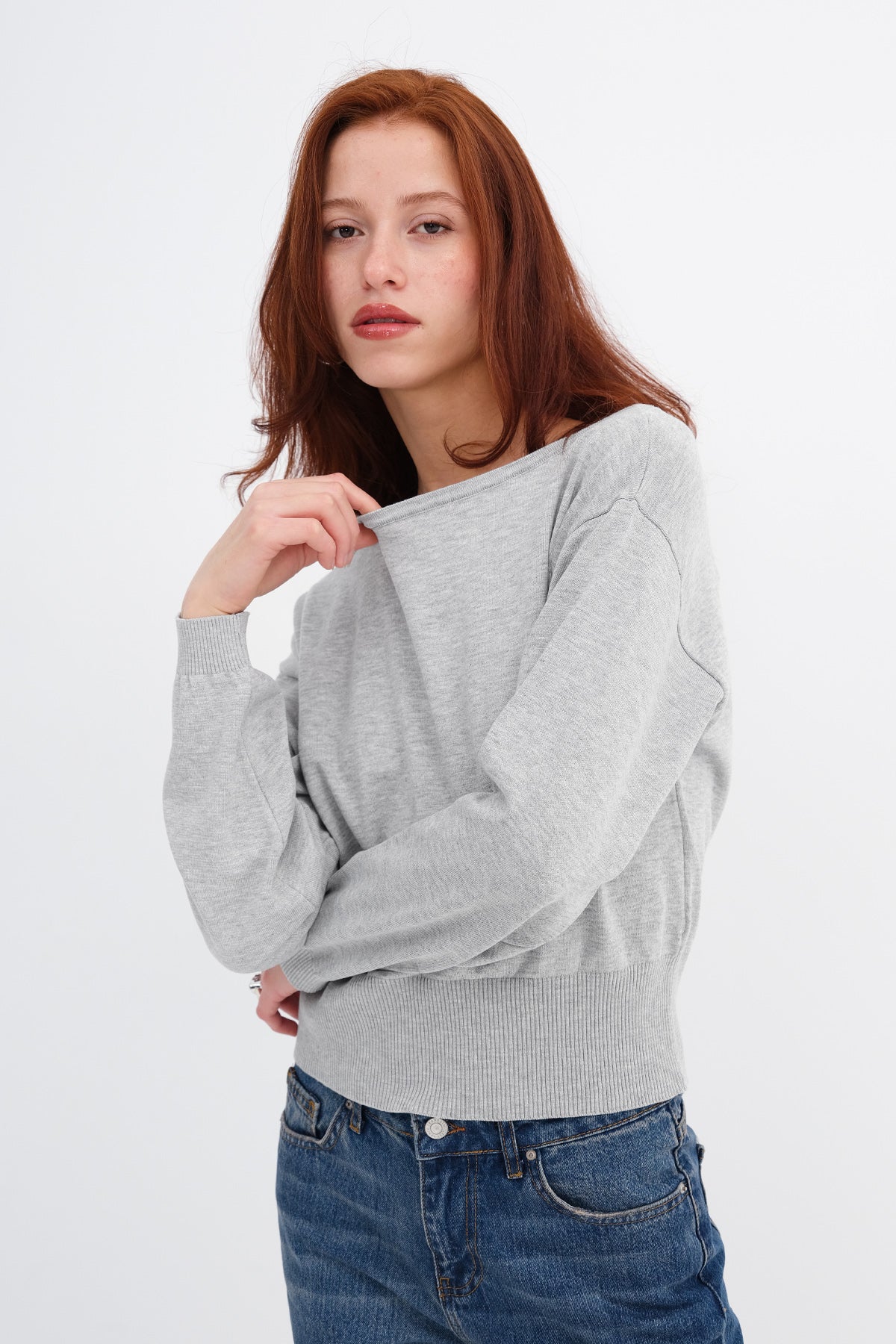 Boat Neck Knit Sweater