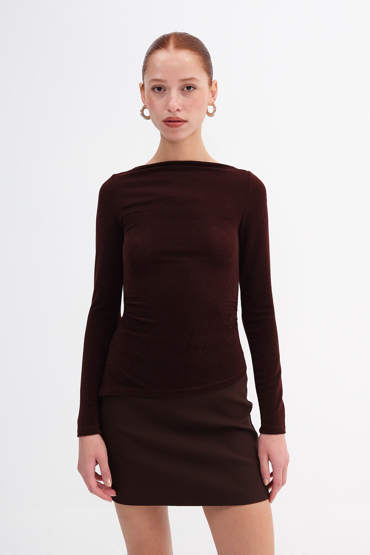 Brown_Boat-Neck-Glitter-Blouse-addax