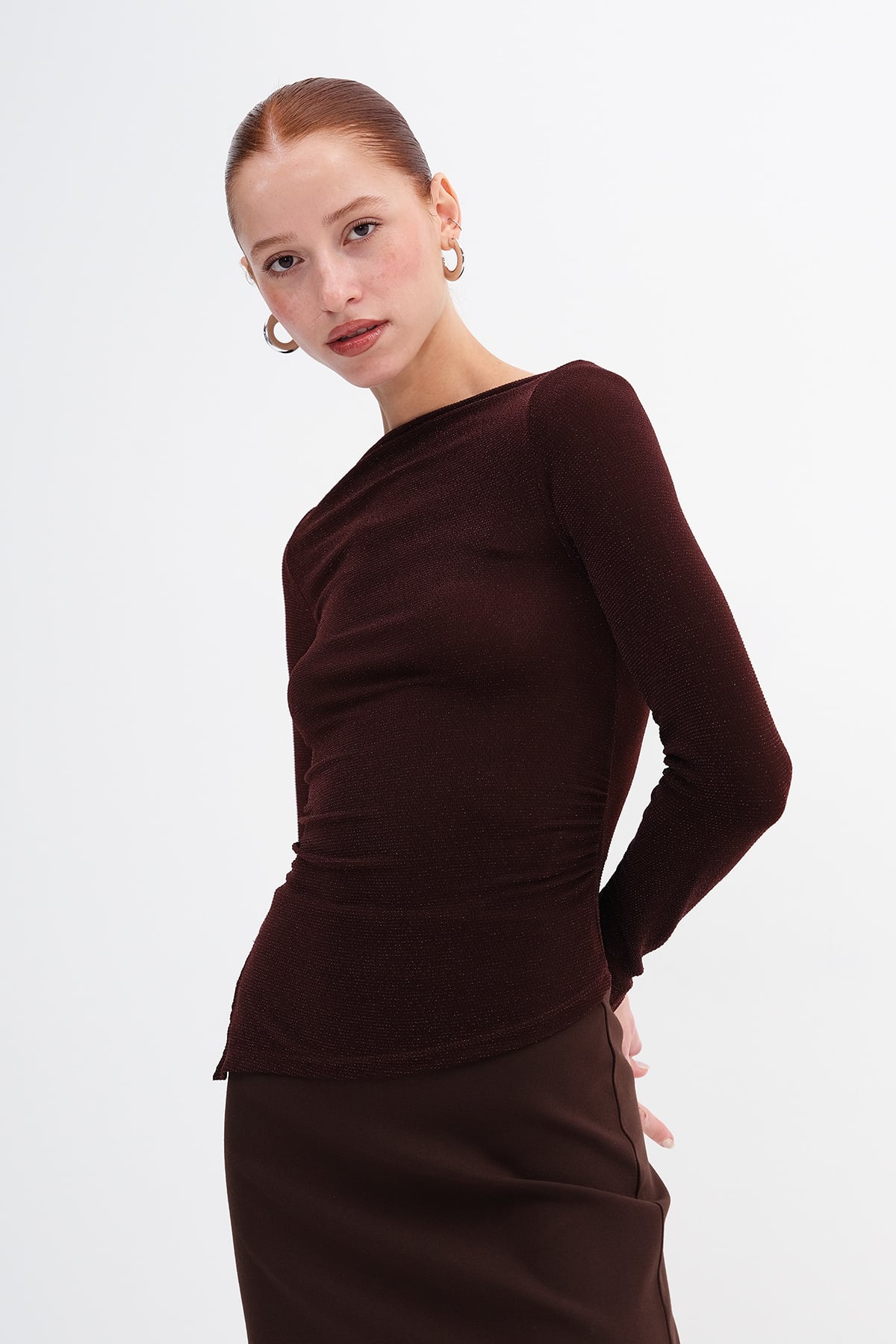 Brown_Boat-Neck-Glitter-Blouse-addax