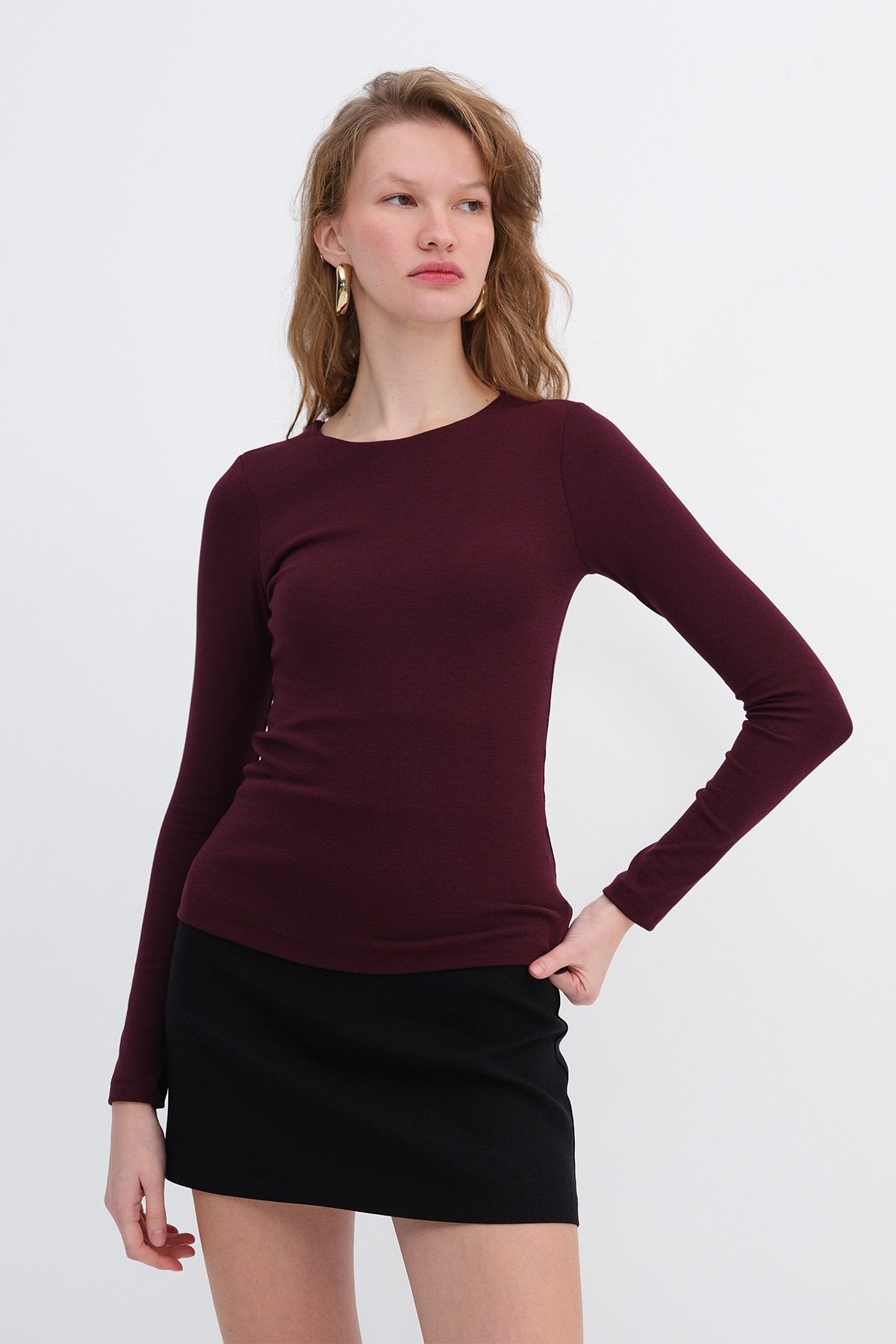Dark-Maroon_Crew-Neck-Basic-Blouse-addax