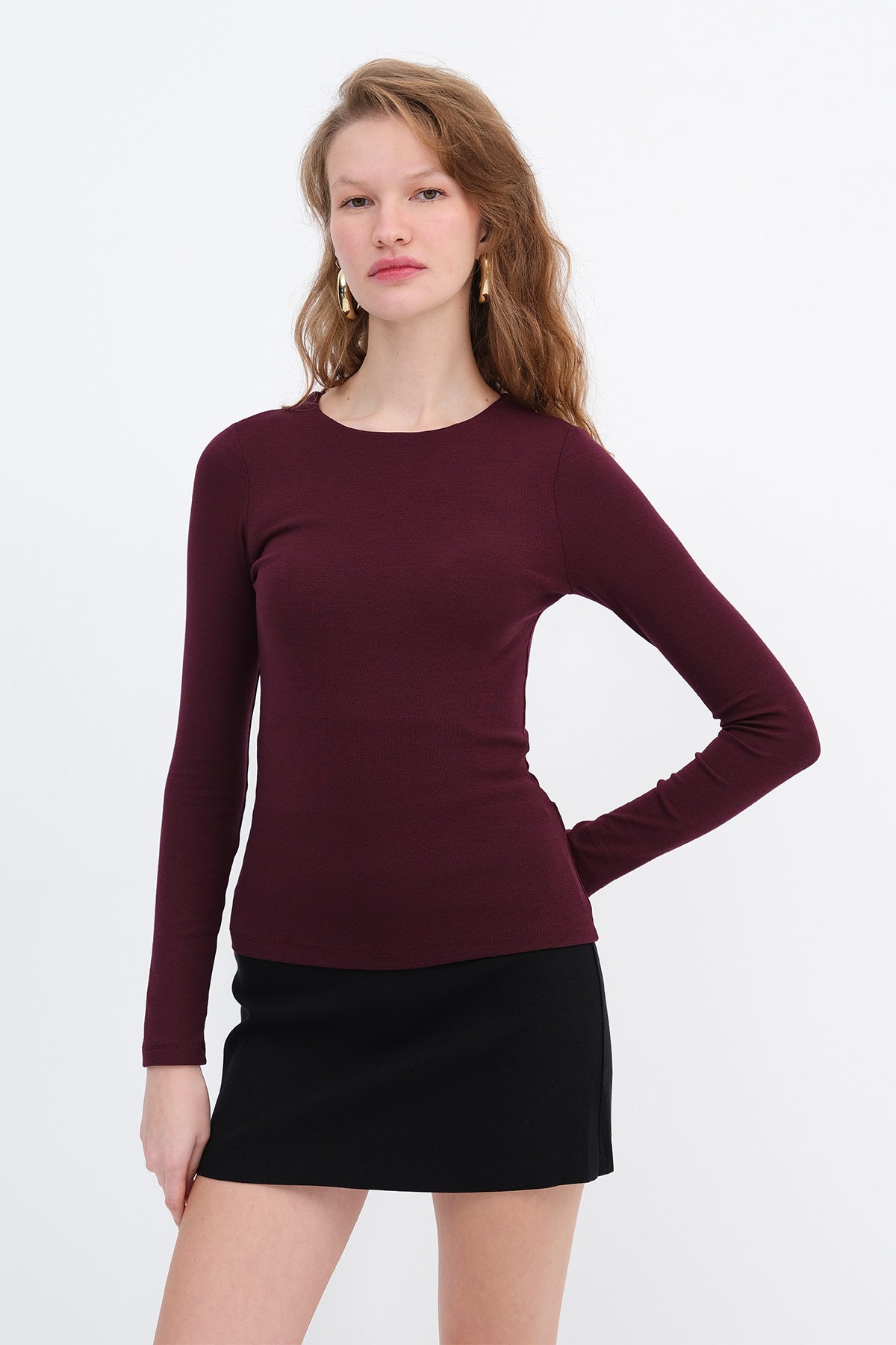 Dark-Maroon_Crew-Neck-Basic-Blouse-addax