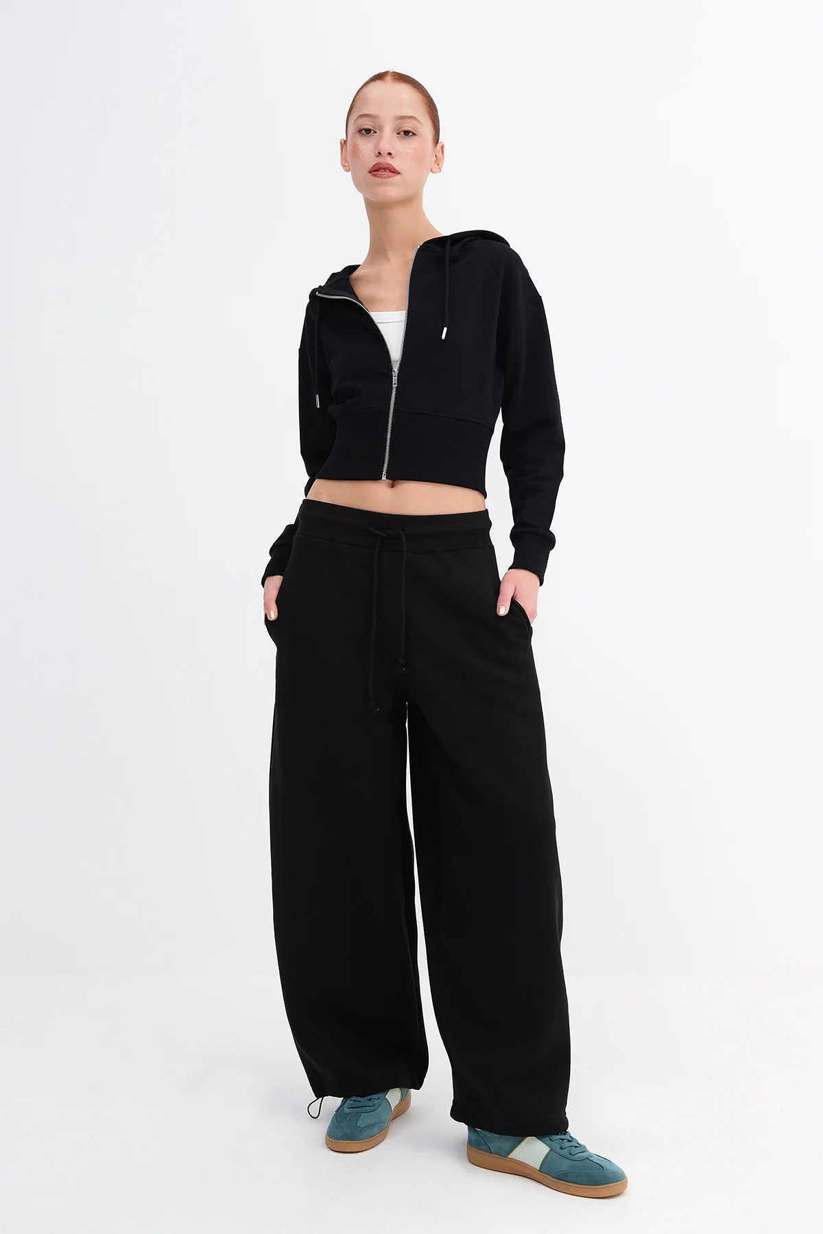 Fleece-Lined Wide Leg Sweatpants
