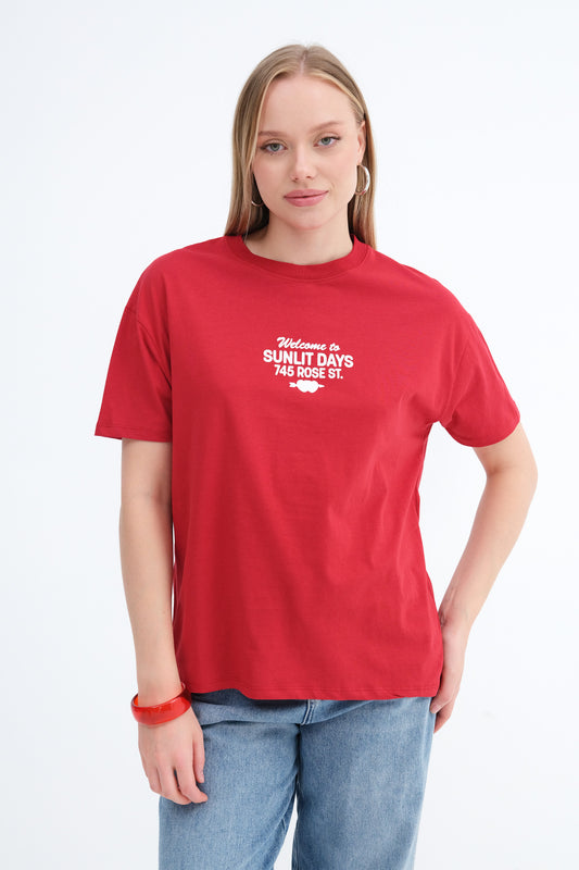 Bright-Red_Crew-Neck-Printed-T-shirt-addax