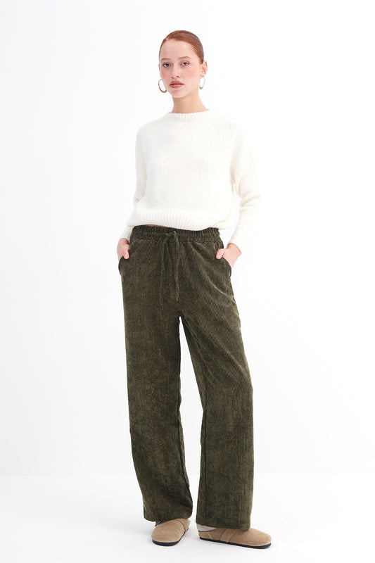 Oil-Green_Ribbed-Corduroy-Wide-Leg-Pants-addax