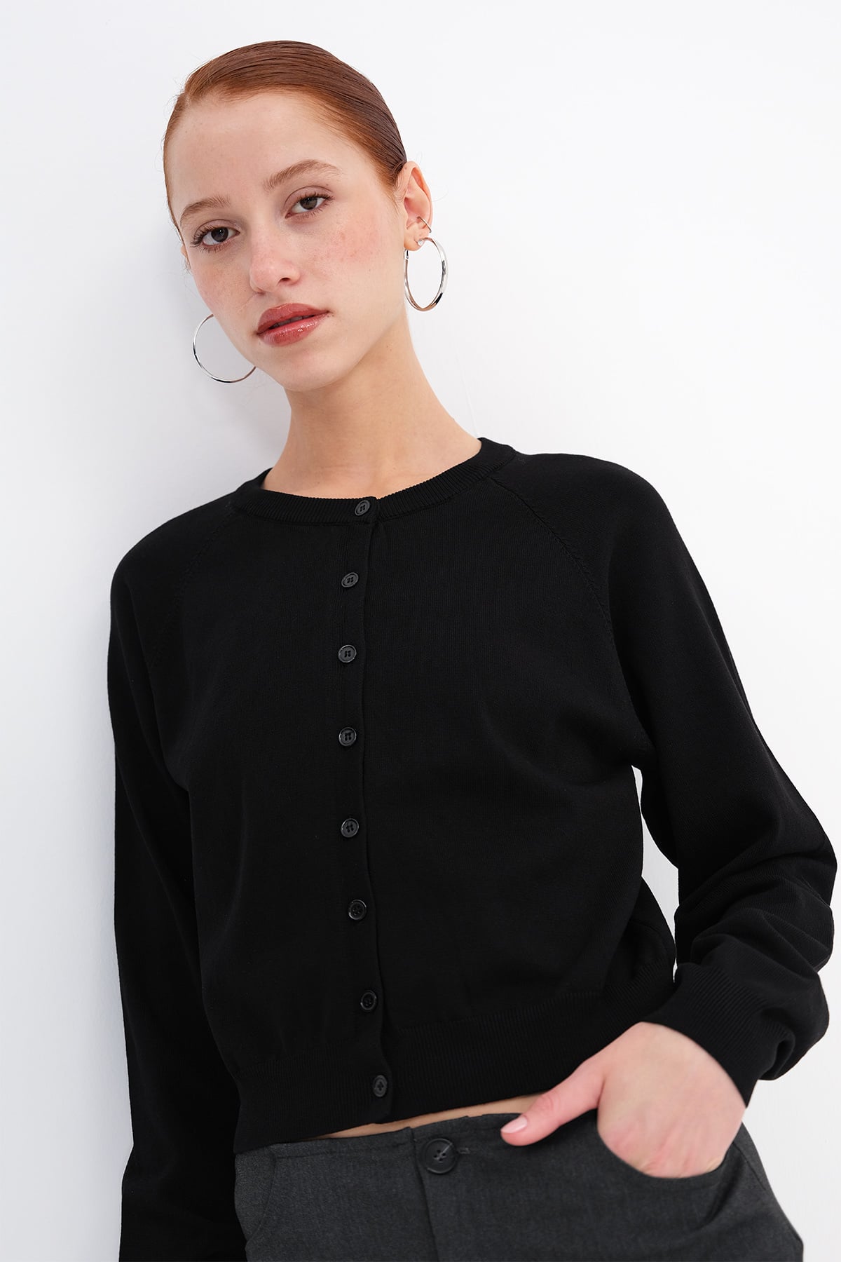 Buttoned Knit Cardigan