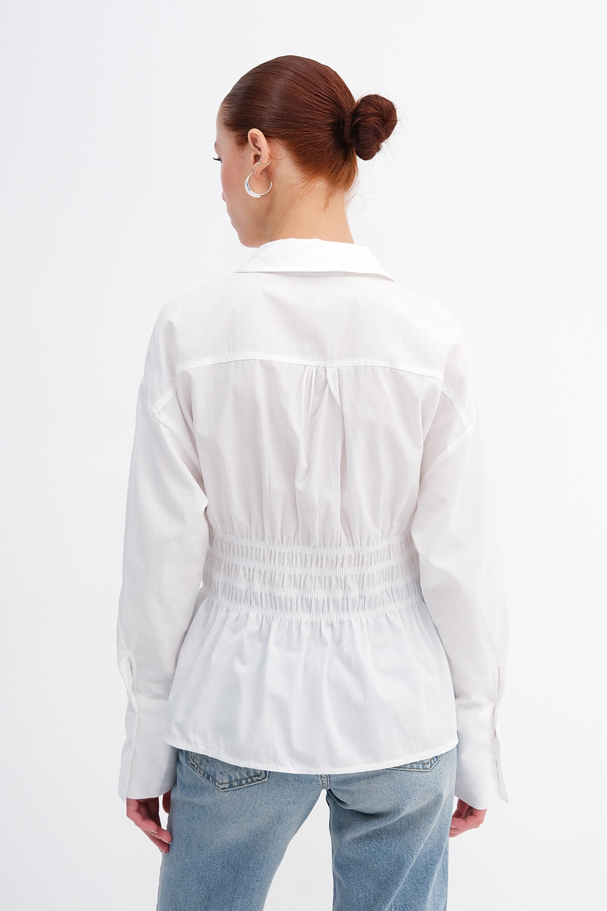 White_Button-Down-Shirt-with-Draped-Waist-addax