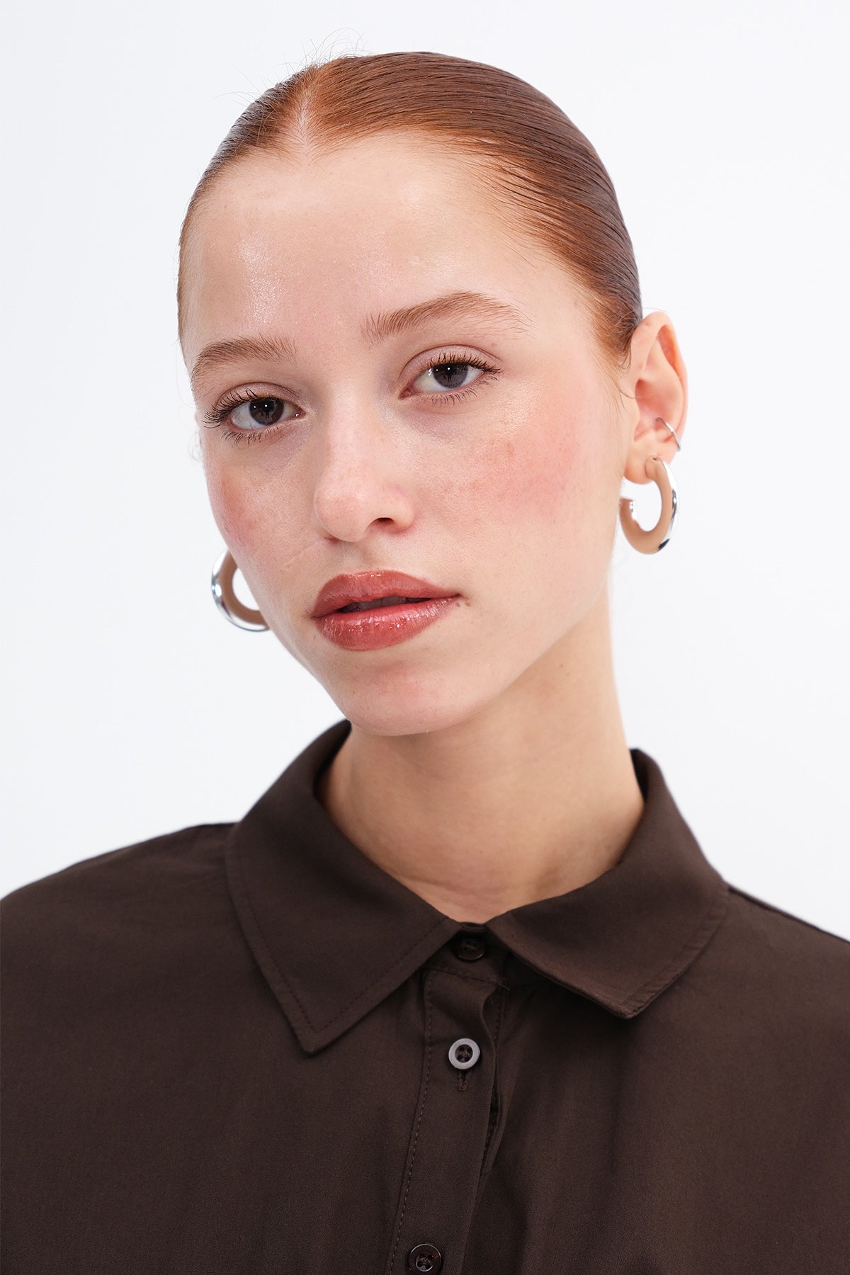 Bitter-Coffee_Button-Down-Shirt-with-Draped-Waist-addax