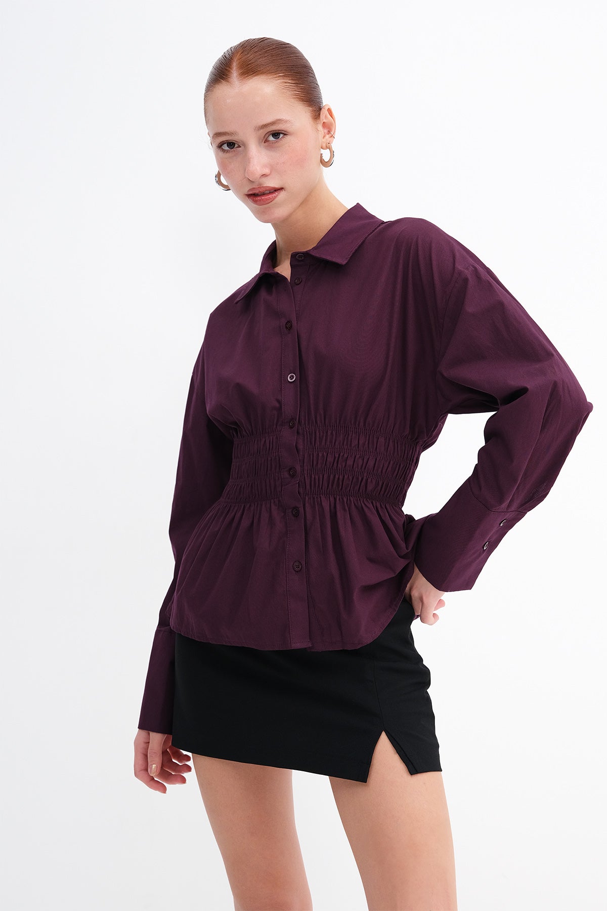 Gardenia_Button-Down-Shirt-with-Draped-Waist-addax