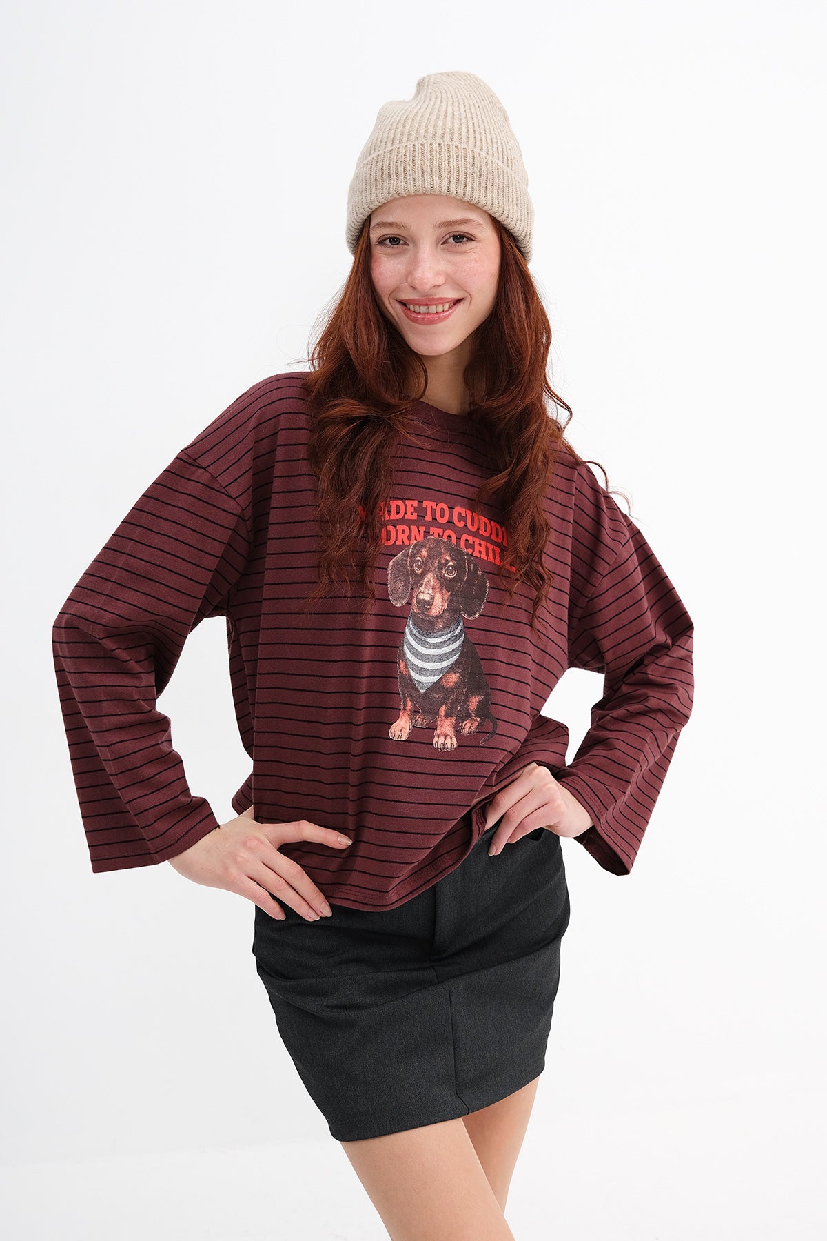 Dog Printed Long Sleeve T-shirt