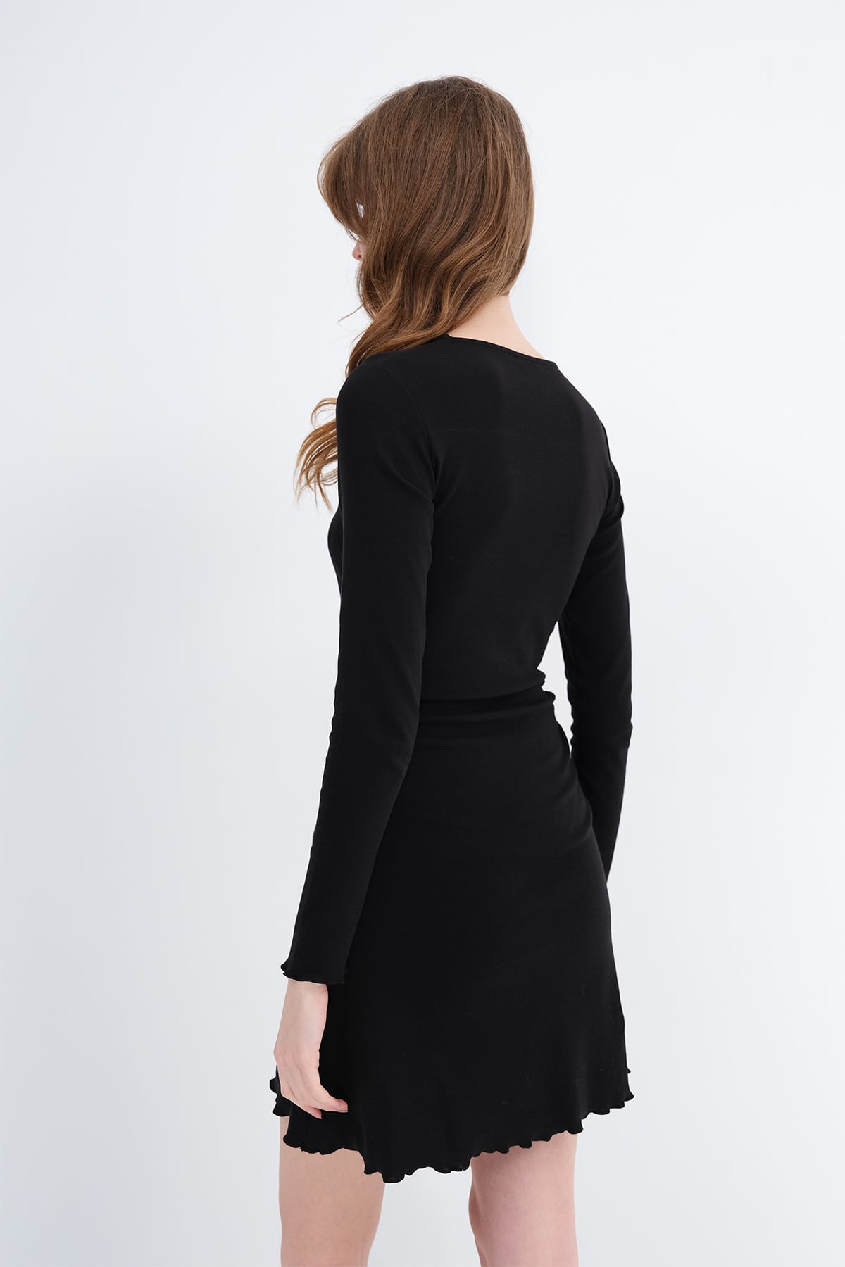 Black_Crew-Neck-Ruched-Mini-Dress-addax