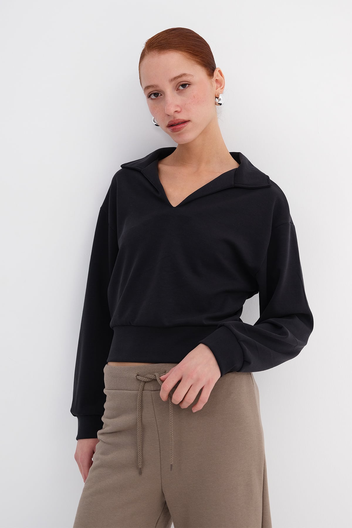 Charcoal_Modal-Polo-Neck-Sweatshirt-addax