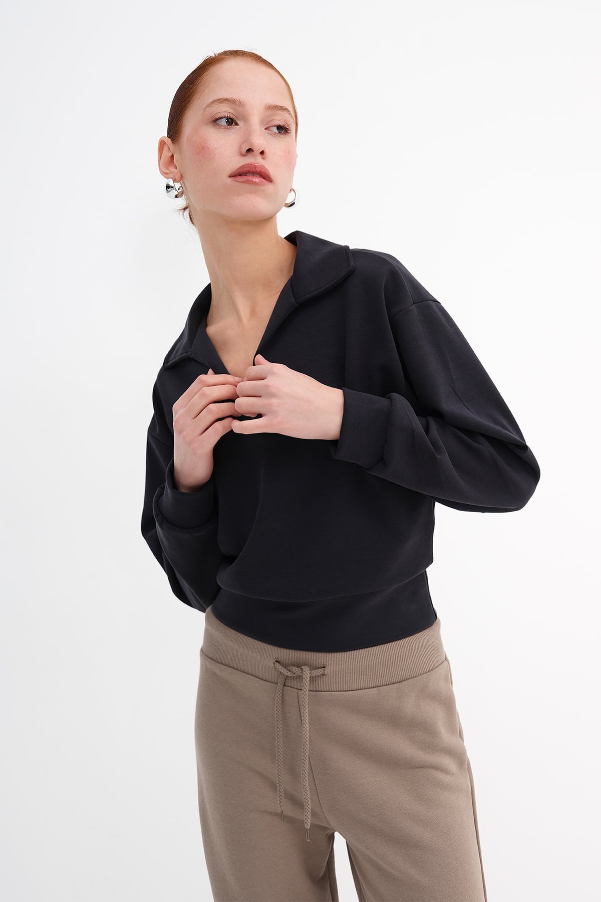 Charcoal_Modal-Polo-Neck-Sweatshirt-addax