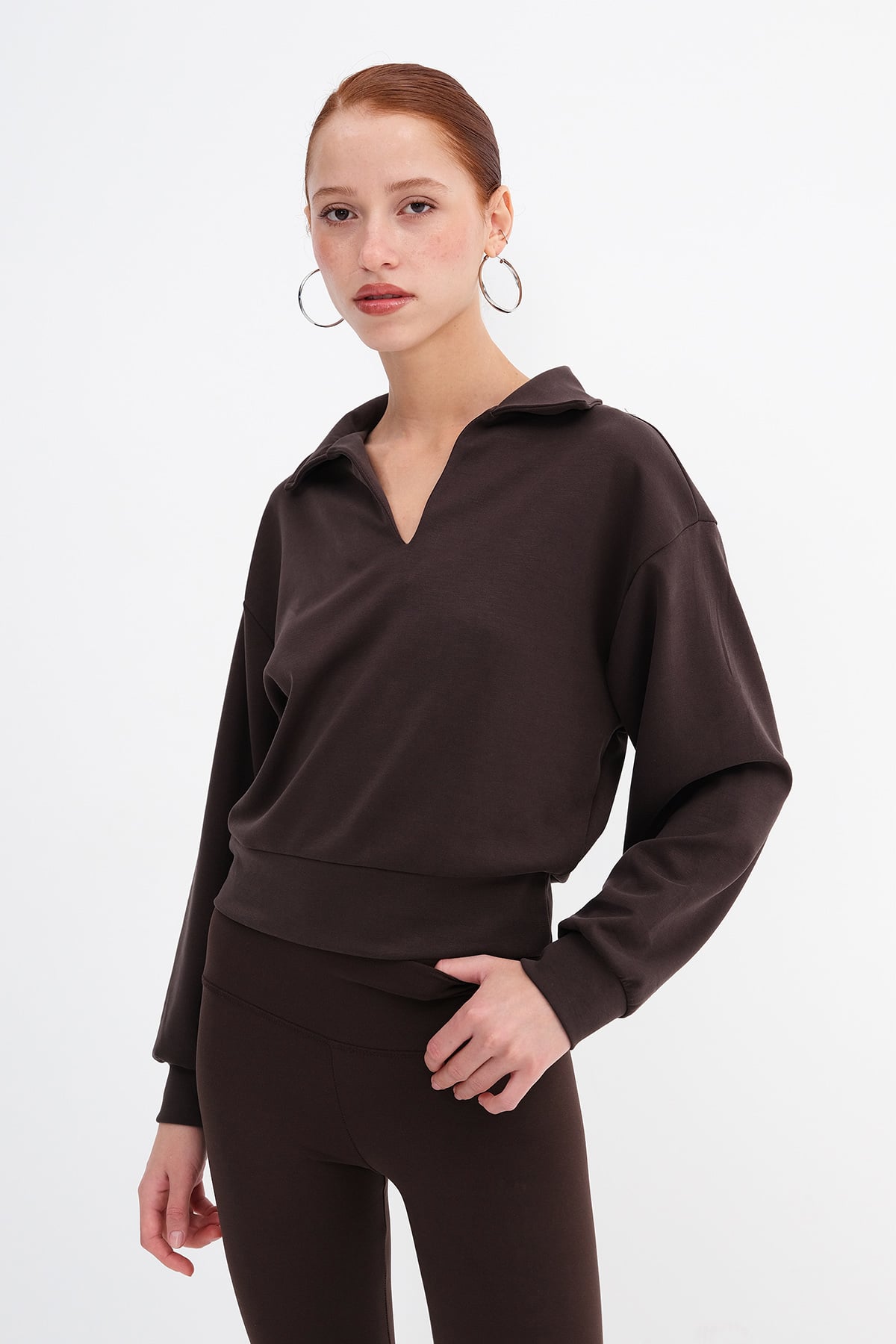 Modal Polo Neck Sweatshirt