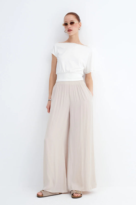 Satin Wide-Leg Pants