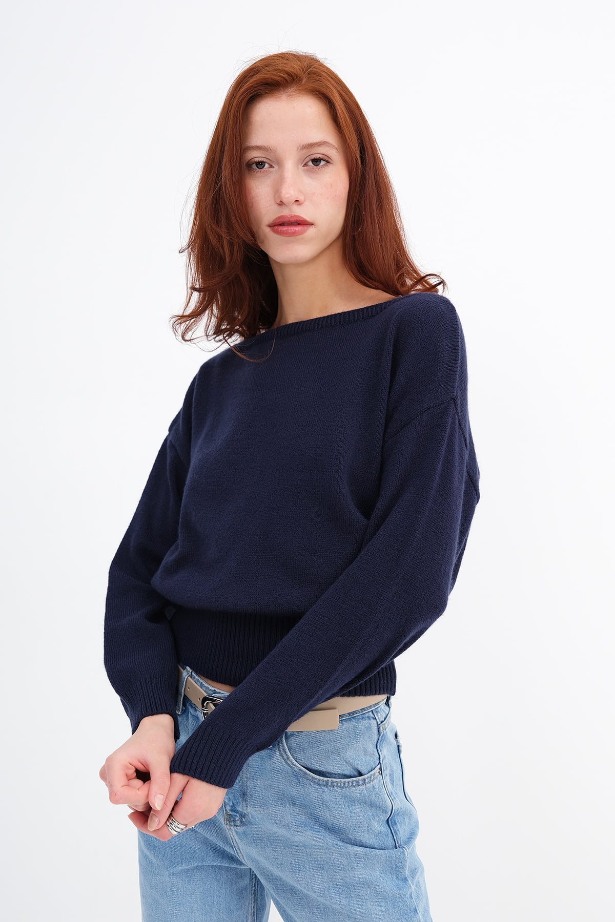 Boat Neck Knit Sweater