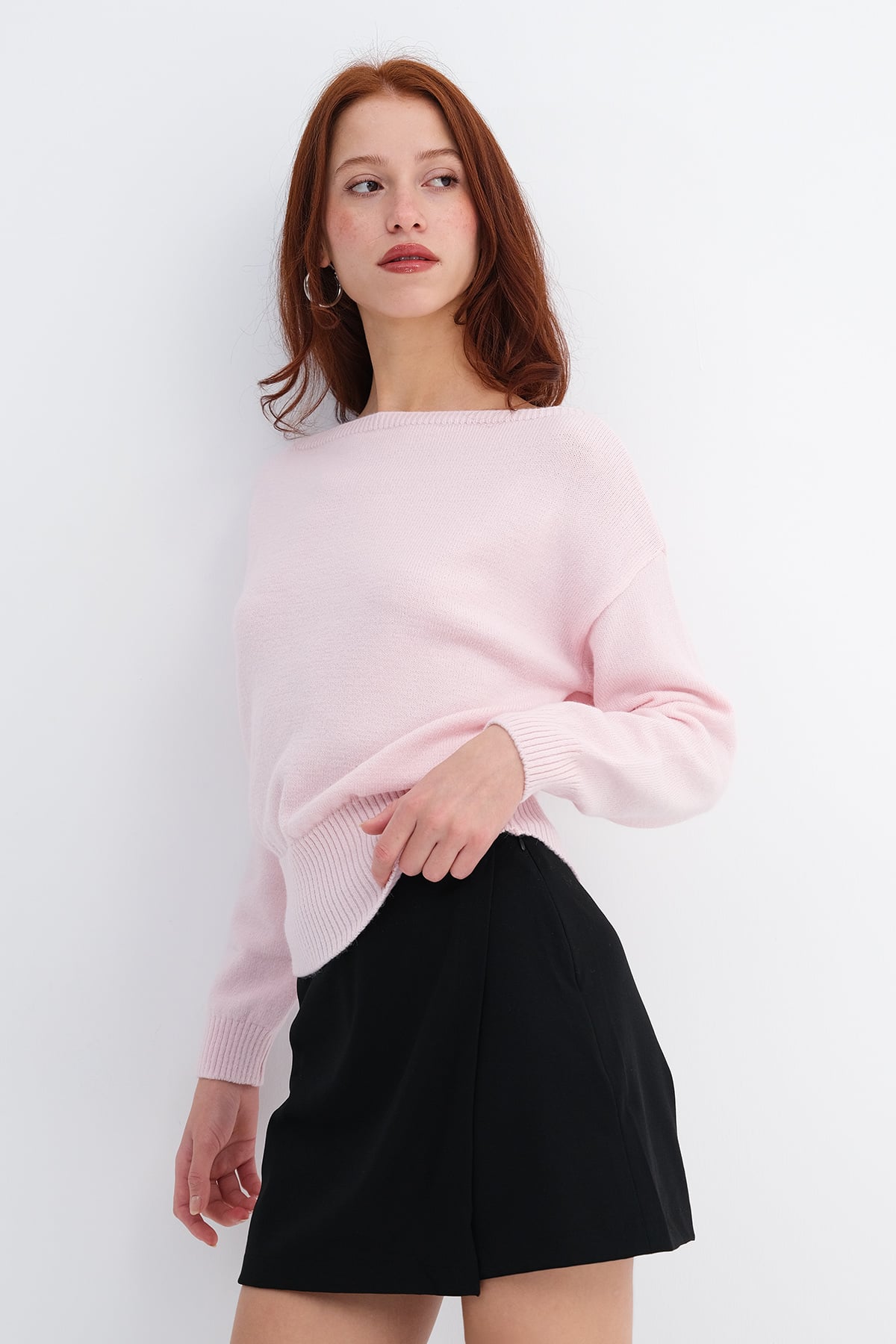 Boat Neck Knit Sweater