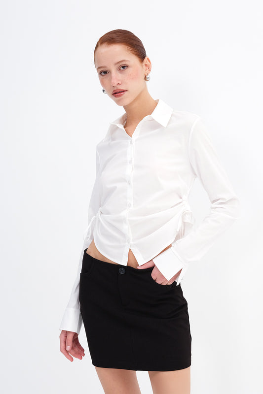 White_Ruched-Side-Shirt-addax