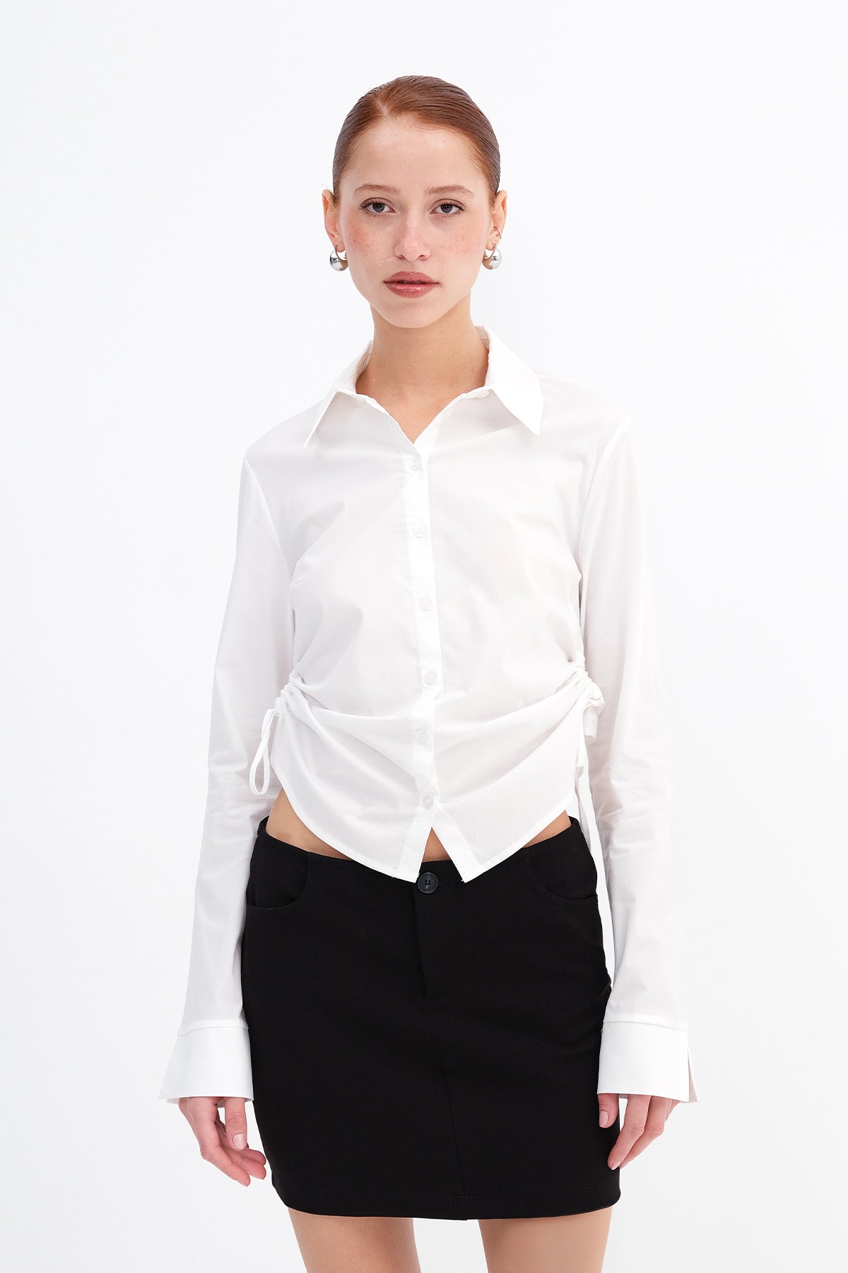 White_Ruched-Side-Shirt-addax