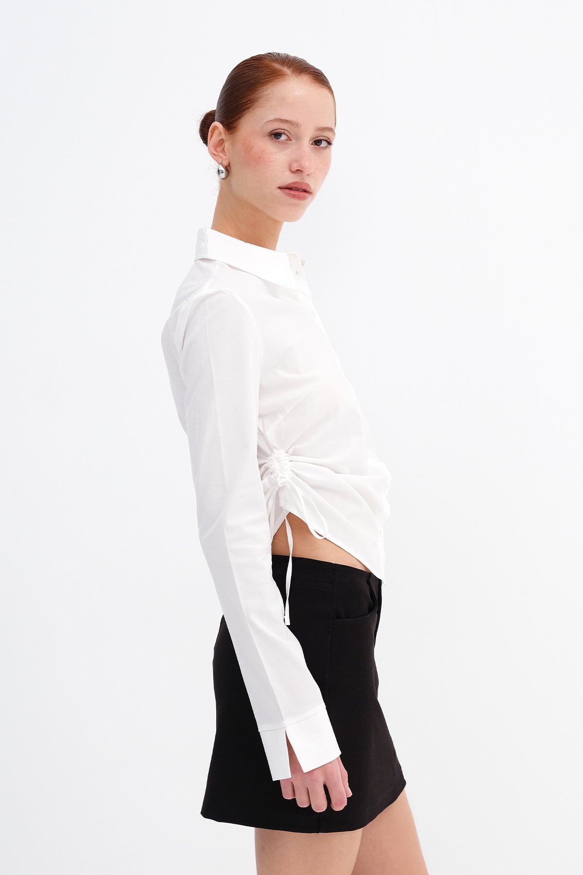 White_Ruched-Side-Shirt-addax