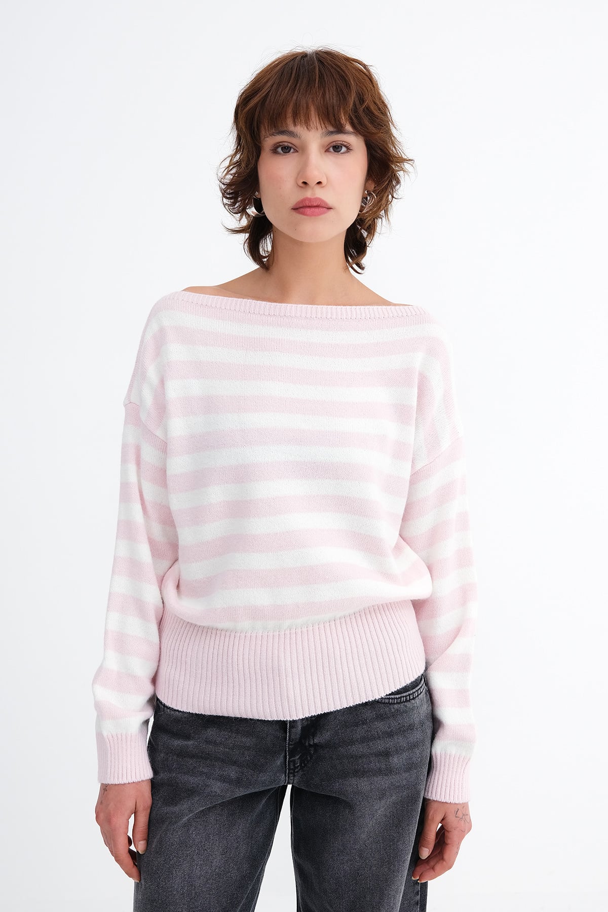 Lotus-Ecru_Boat-Neck-Striped-Knit-Sweater-addax