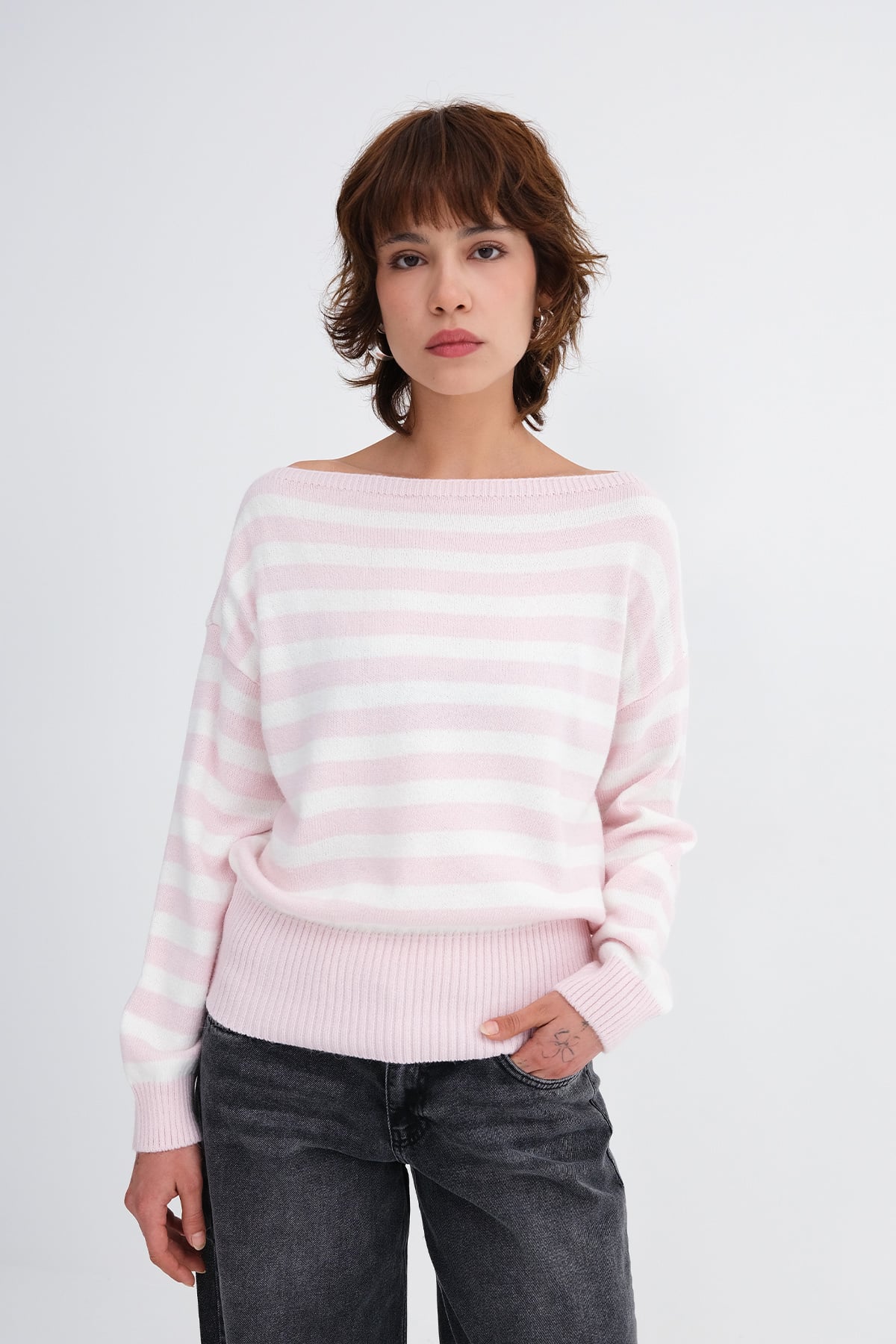 Lotus-Ecru_Boat-Neck-Striped-Knit-Sweater-addax