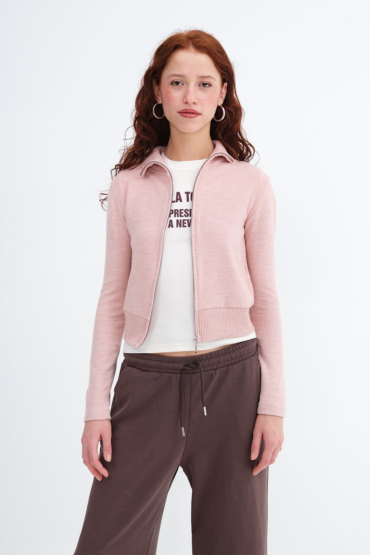 Pink-Melange_Zip-Up-Stand-Collar-Cardigan-addax