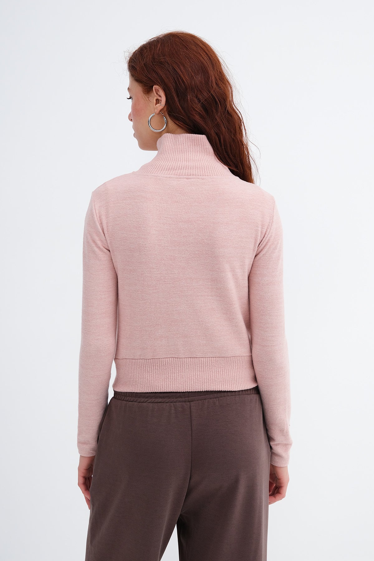 Pink-Melange_Zip-Up-Stand-Collar-Cardigan-addax