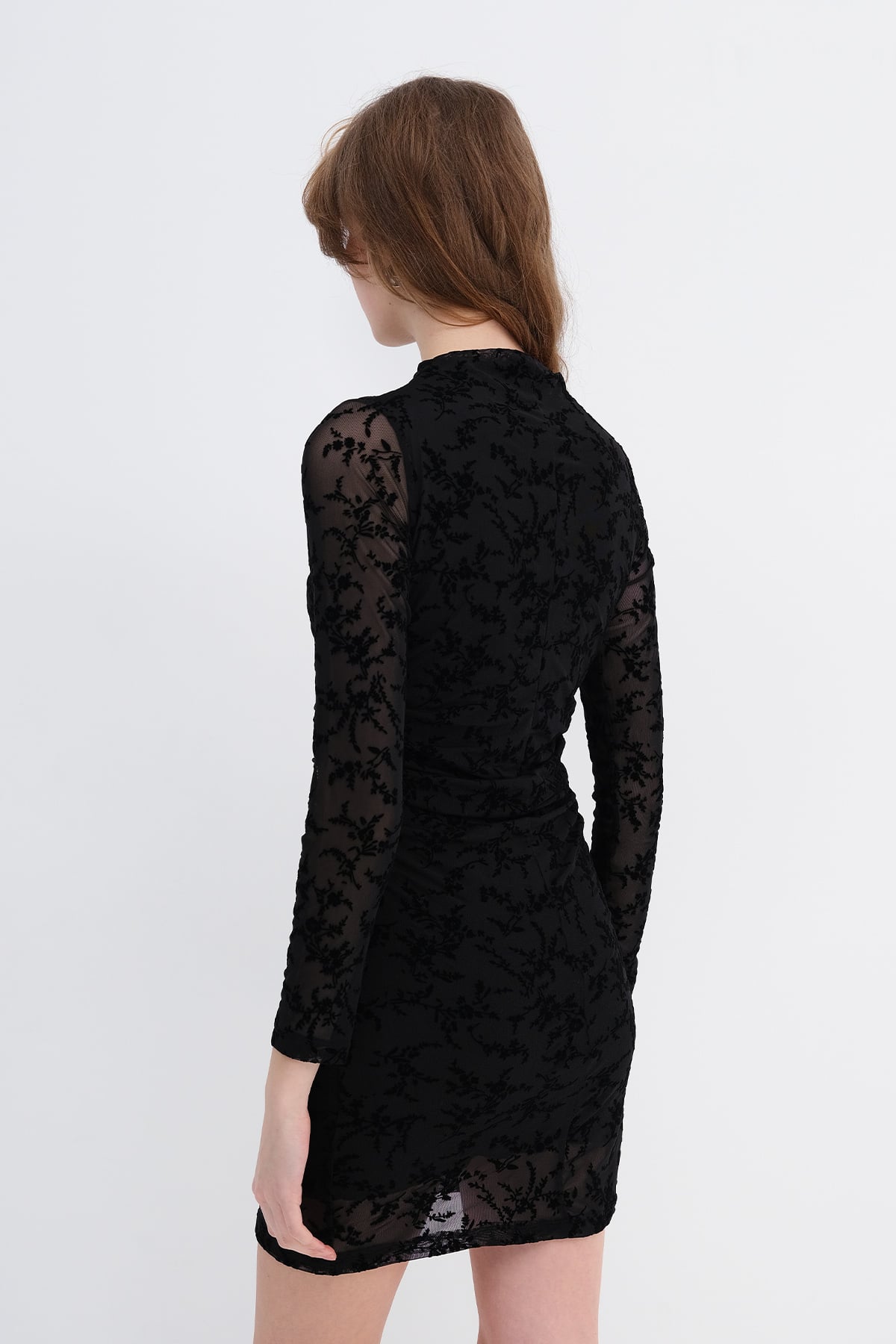 Patterned Ruched Mini Dress