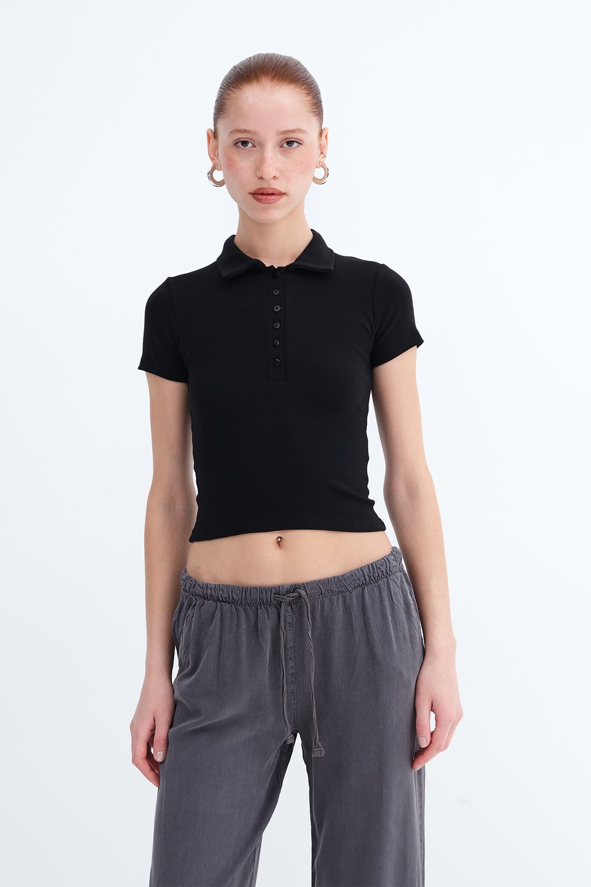 Black_Polo-Neck-Buttoned-T-shirt-addax