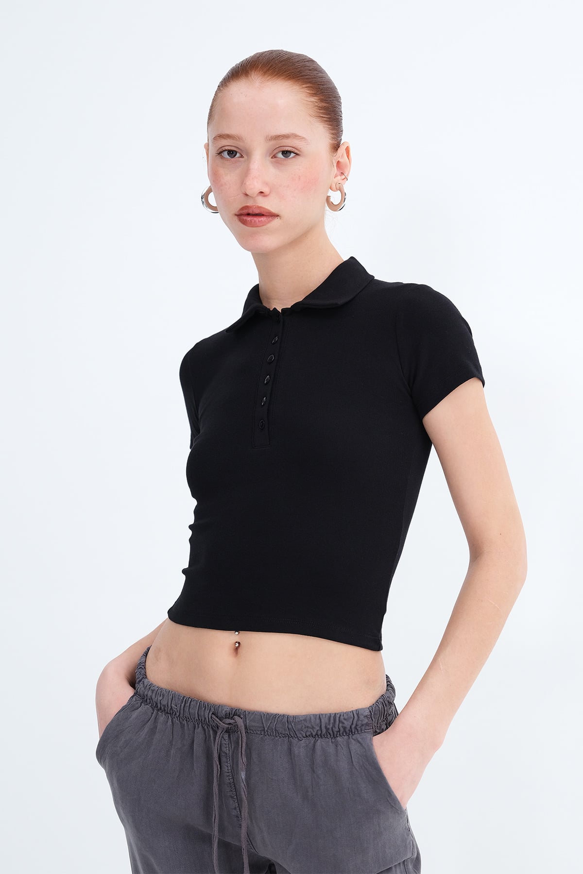 Black_Polo-Neck-Buttoned-T-shirt-addax
