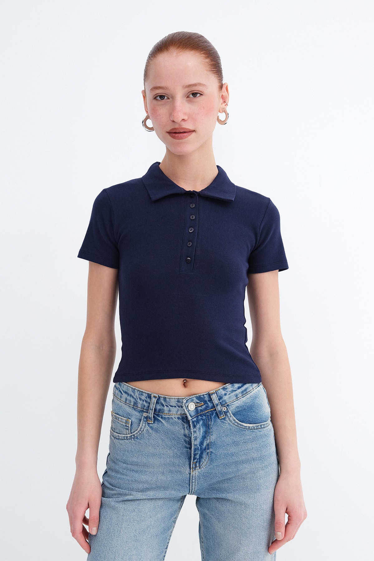 Polo Neck Buttoned T-shirt