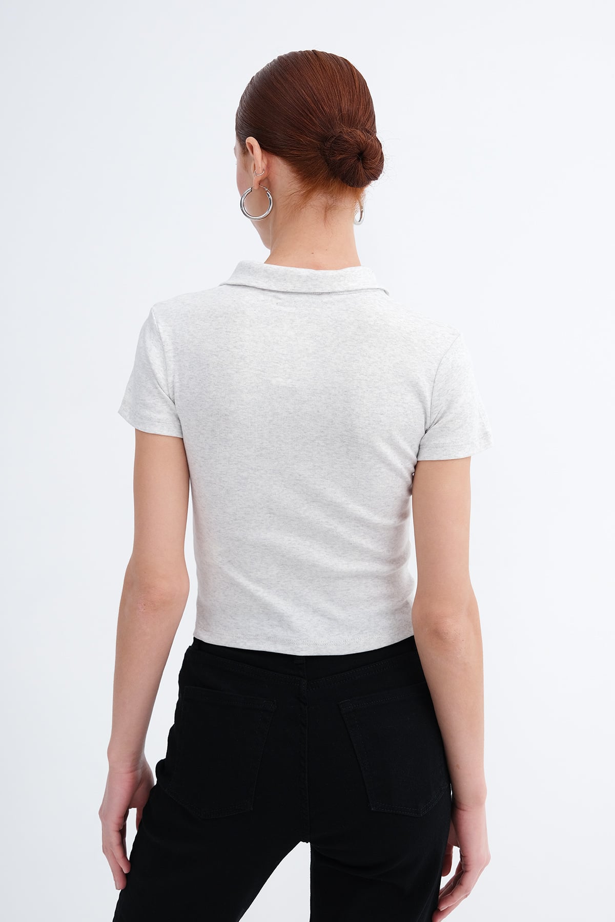 Snow-Melange_Polo-Neck-Buttoned-T-shirt-addax