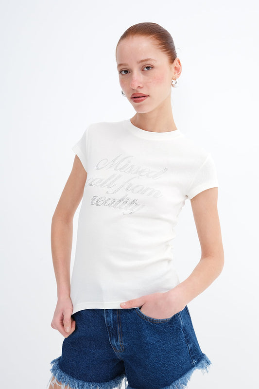 Ecru_Crew-Neck-Rhinestone-T-shirt-addax
