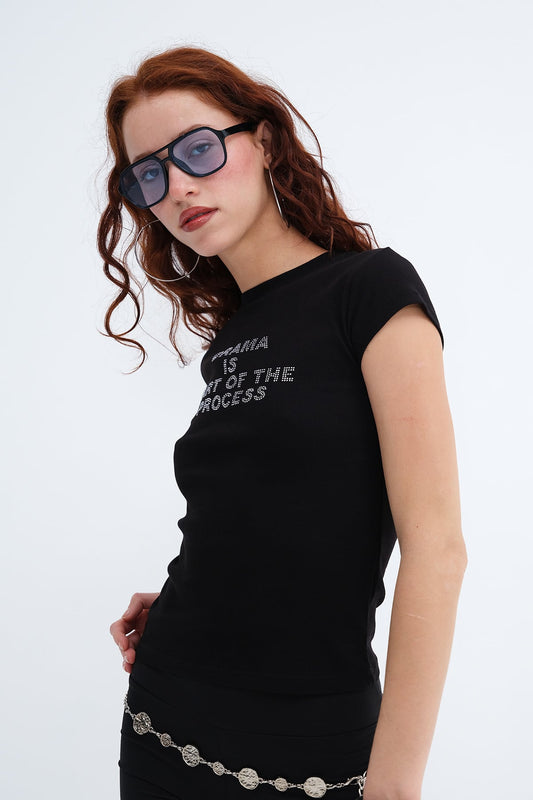 Black_Crew-Neck-Embellished-T-shirt-addax