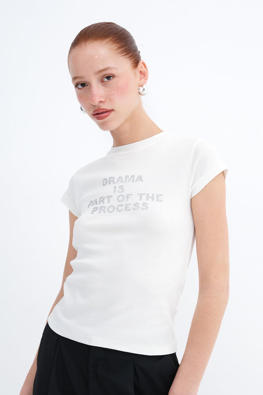Ecru_Crew-Neck-Embellished-T-shirt-addax