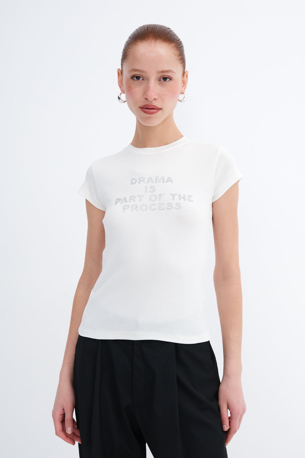 Ecru_Crew-Neck-Embellished-T-shirt-addax