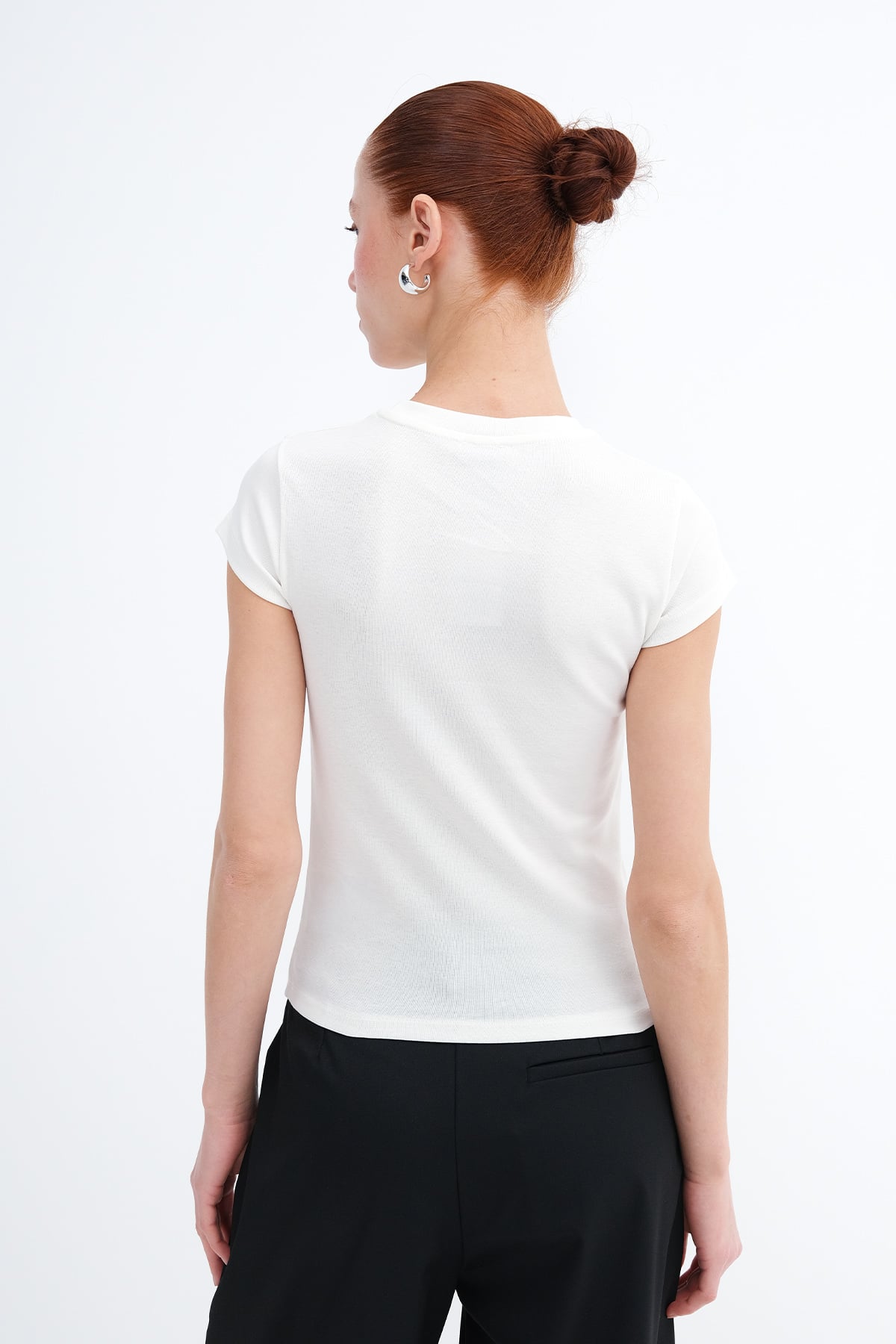 Ecru_Crew-Neck-Embellished-T-shirt-addax