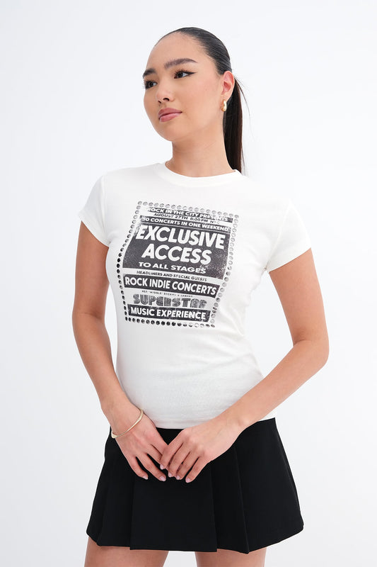 Ecru_Studded-Print-T-shir-addax