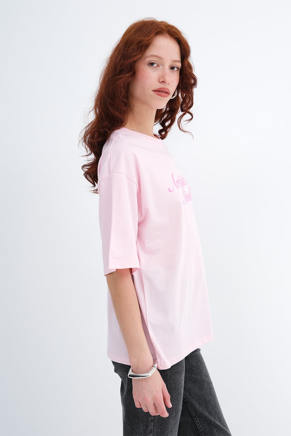 Pink_Crew-Neck-Printed-T-shirt-addax