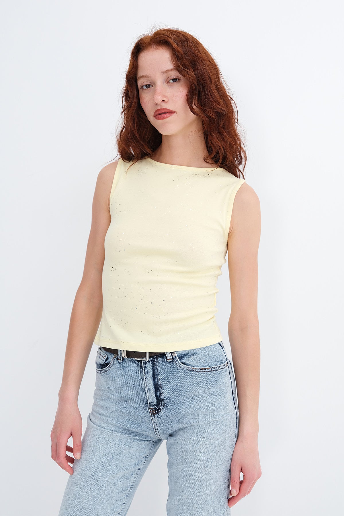 Yellow_Sleeveless-Shimmery-Tank-Top-addax