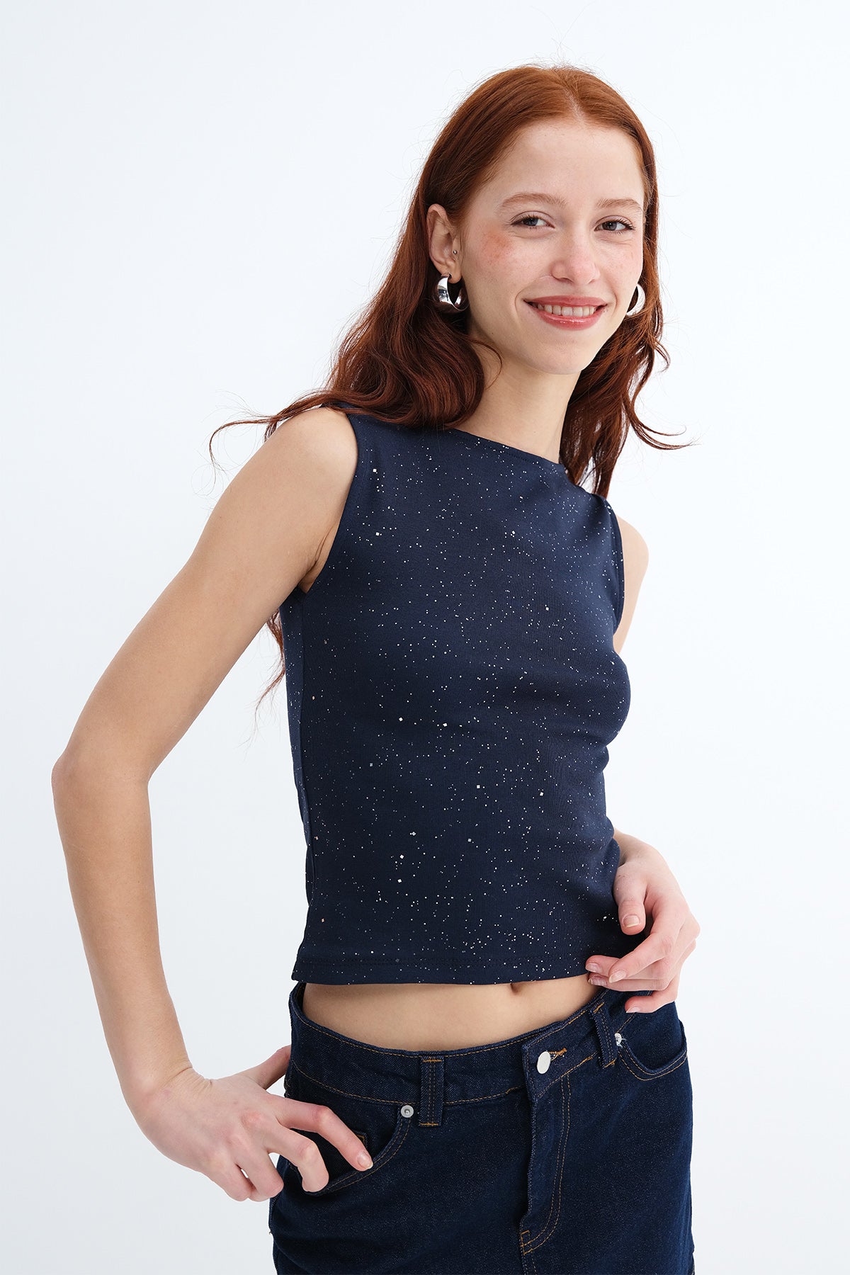 Silvery-Navy-blue_Sleeveless-Shimmery-Tank-Top-addax