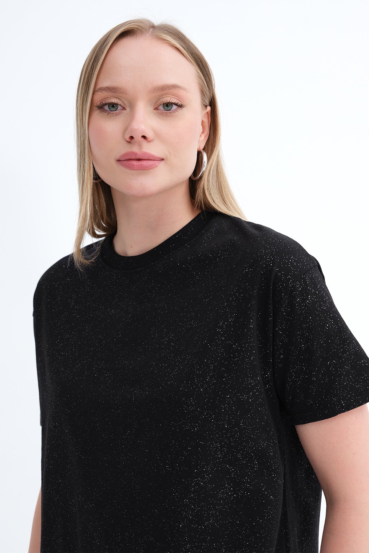 Silvery-Black_Crew-Neck-Glitter-T-shirt-addax