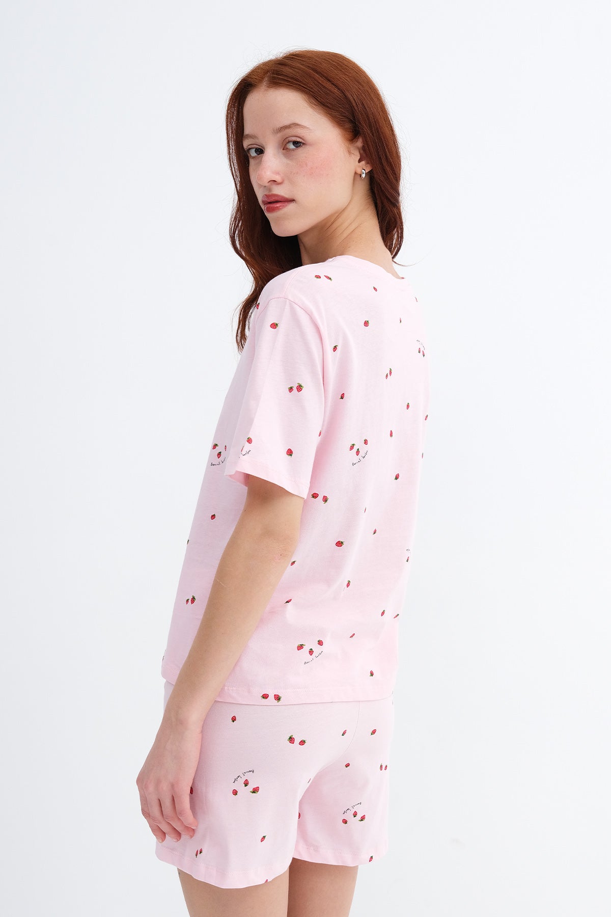 Strawberry Print Shorts Pajama Set