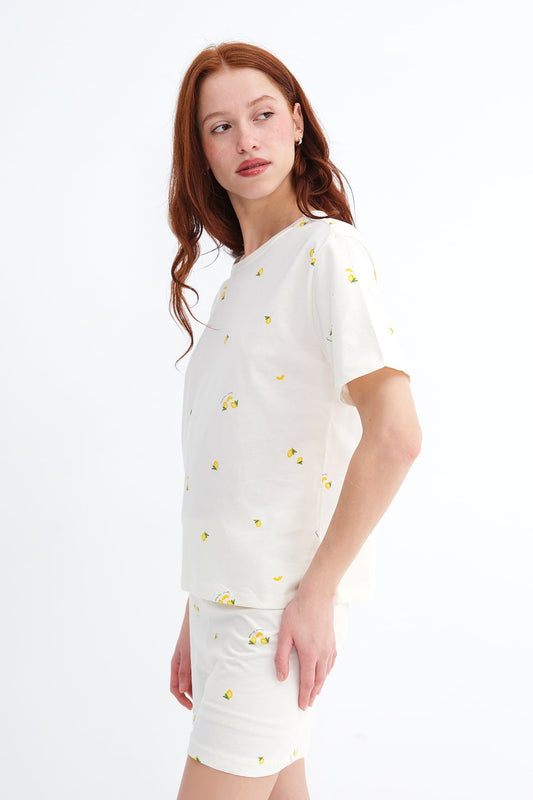 Light-Yellow_Lemon-Print-Shorts-Pajama-Set-addax