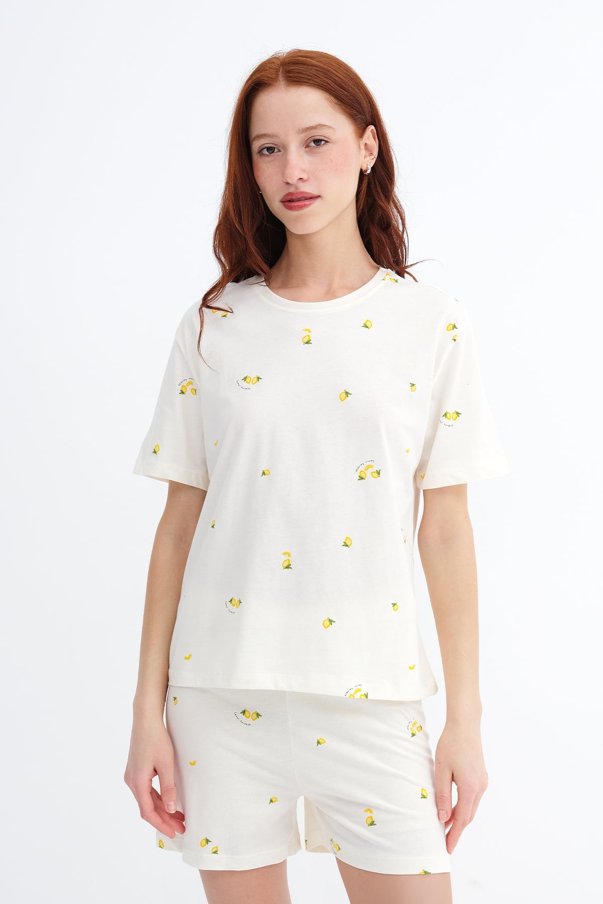Light-Yellow_Lemon-Print-Shorts-Pajama-Set-addax